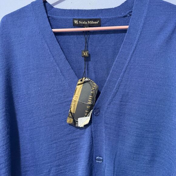 NWT Scala Milano Blue sweater cardigan large - Picture 4 of 5